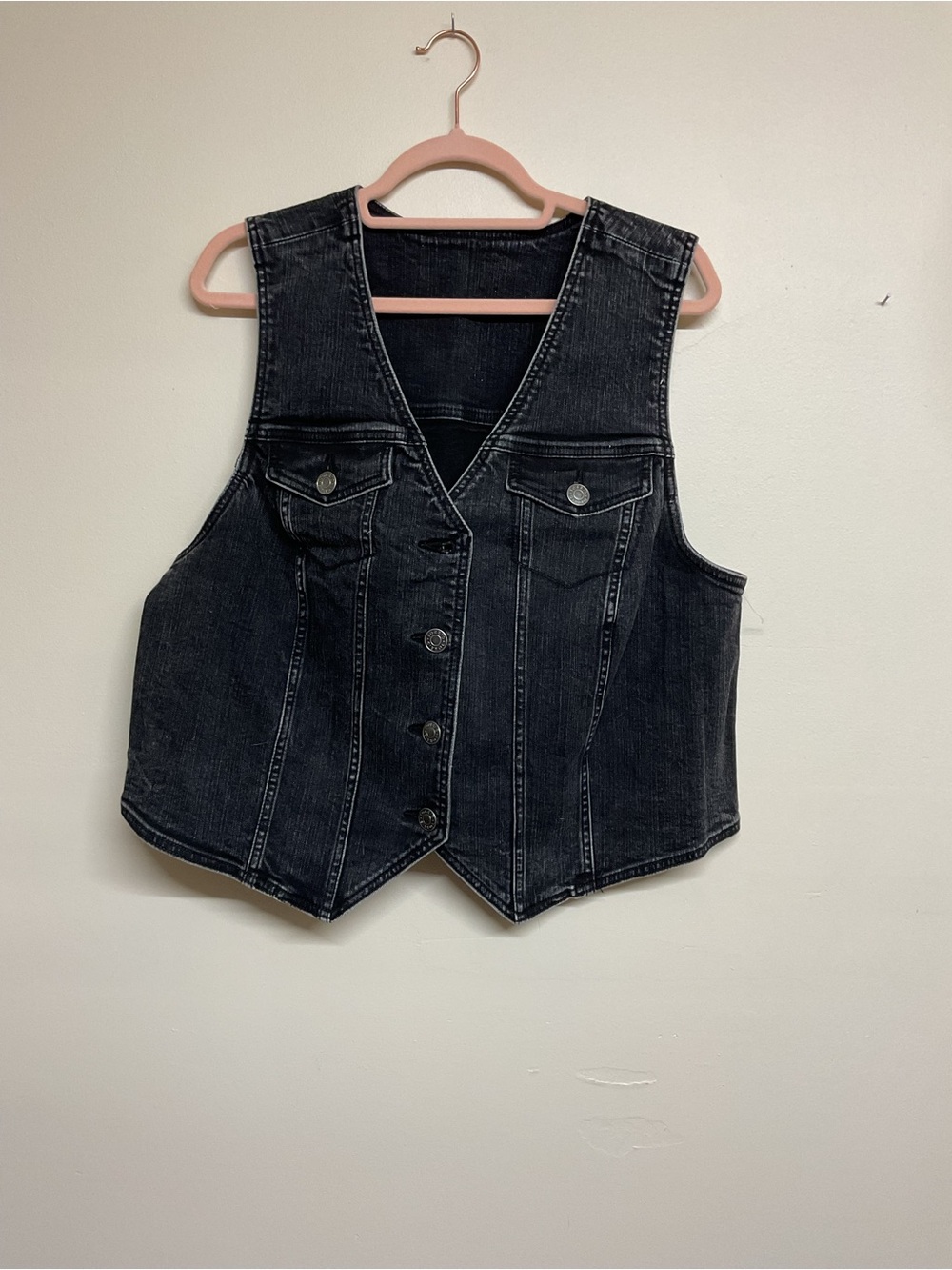 Black Washed Denim Vest